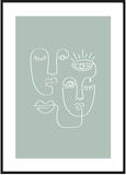 Abstract Faces Line Art