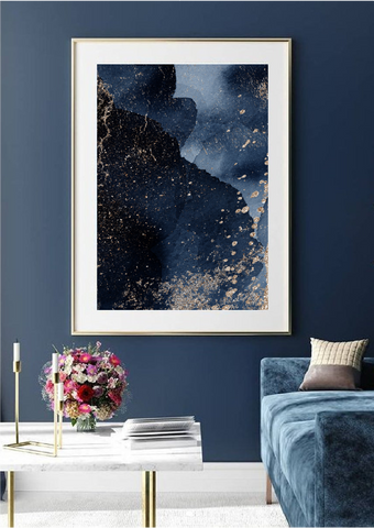 Dark Blue Abstract Swirl Print