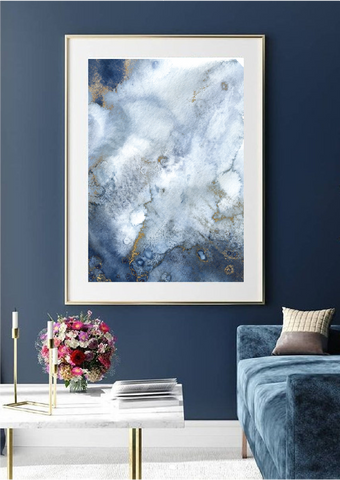 Blue Abstract Marble Print