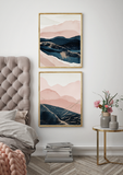 Blue and Blush Landscape Print Set