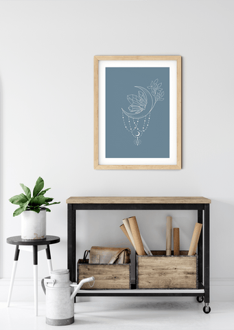 Blue Crystal Moon Poster
