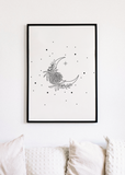 Black Twinkle Moon Poster