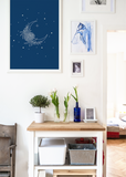 Navy Twinkle Moon Poster