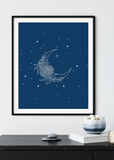 Navy Twinkle Moon Poster