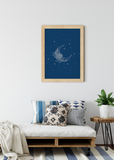 Navy Twinkle Moon Poster