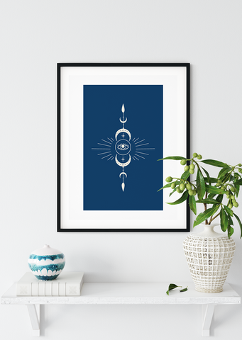 Navy Eye of The Moon Poster