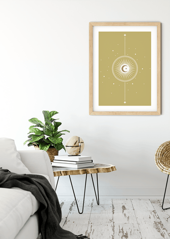 Chartreuse Moon Burst Poster