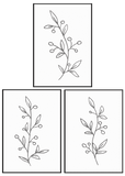 Grey on White Leaf Print Set - Printy