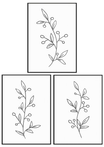 Grey on White Leaf Print Set - Printy