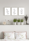 Grey on White Leaf Print Set - Printy