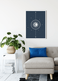 Navy Moon Burst Poster