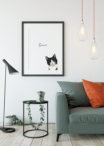 Personalised Black & White Cat Print - Printy