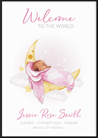 Personalised New Baby Girl Print - Printy