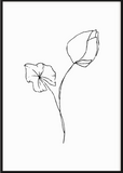 Black Sketchy Flower Three Poster