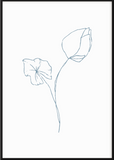 Blue Sketchy Flower Three Poster