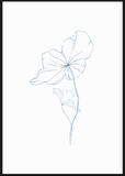 Blue Sketchy Flower One Poster