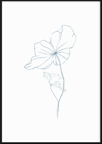 Blue Sketchy Flower Set