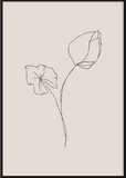 Neutral Sketchy Flower Three Poster