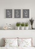 White on Grey Leaf Print Set - Printy