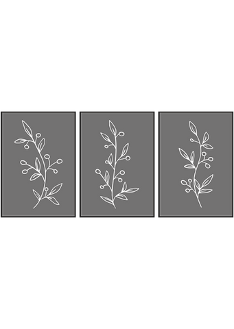 White on Grey Leaf Print Set - Printy