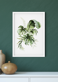 Green Watercolour Jungle Leaves Poster
