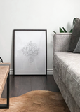 Grey Lotus Flower Poster