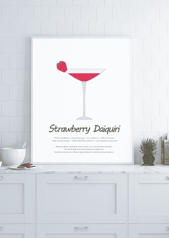 Strawberry Daiquiri Cocktail Print - Printy
