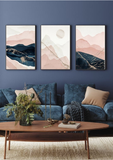 Blue and Blush Abstract Landscape Set